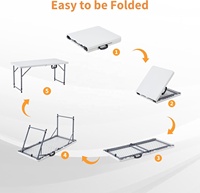 Table pliante portable de 4 pieds, hauteur réglable, rectangulaire, pour pique-nique, fête, camping, utilisation intérieure et extérieure