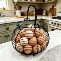 Panier à œufs rond en fil de fer tressé, design minimaliste moderne, panier de rangement pour gingembre et ail