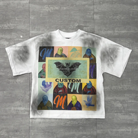 T-shirt surdimensionné à coupe carrée pour homme, imprimé DTG personnalisé, motif graphique XXL, effet délavé soleil et délavé à l'acide, coupe courte