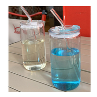 Gobelet en verre transparent à double paroi de 16 oz, pré-percé pour sublimation, avec couvercle en bambou et paille en plastique, qualité alimentaire, entrepôt USA