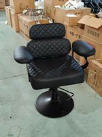 Fauteuil de Barbier Moderne en Cuir PU avec Pompe Hydraulique, Massage, Pivotant à 360 Degrés, Siège Réglable, Repose-Pieds Unique, Usage Commercial