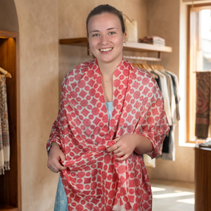 กล่องสีแดง Pashmina สำหรับผู้หญิง-Handmade Shawl Wrap Elegant รูปแบบ - Product Image 3