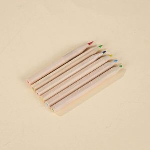 Crayons de couleur miniatures avec logo personnalisé, 3,5 pouces, 6 couleurs, crayons de couleur en bois pré-affûtés dans une boîte en kraft - Product Image 3