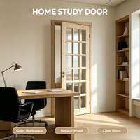 Pintu Kaca Kayu Fir Modern dengan Garis-Garis Rapi untuk Dekorasi Partisi Interior Kantor Urban