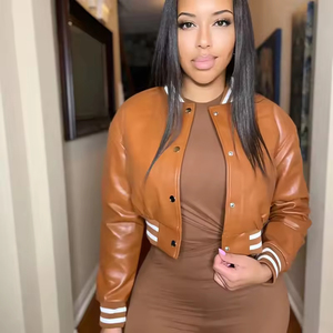 Chaqueta de bombardero suave personalizada para motocicleta 2025 al por mayor, abrigo corto con solapa, chaqueta de invierno para mujer - Product Image 1