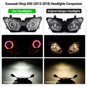 KOLMIO-LAM Faro Delantero para Motocicleta <span class=keywords><strong>Kawasaki</strong></span> <span class=keywords><strong>Ninja</strong></span> <span class=keywords><strong>650</strong></span> <span class=keywords><strong>2012</strong></span>-2016, Ojos de Ángel, Faro HID NINJA650 2013 2014 2015 - Product Image 3