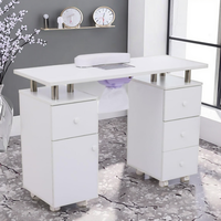 Ensemble table et chaises de manucure double en bois pour salon de beauté au design moderne bureau de luxe pour les ongles avec dépoussiéreur