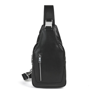 กระเป๋าหนังผู้ชายสีดำความจุขนาดใหญ่กระเป๋าสะพายข้างแบบซิปคู่แฟชั่นลำลองสำหรับใช้กลางแจ้ง - Product Image 5