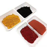 Poudre de pigment d'oxyde de fer rouge, jaune et noir pour la coloration du béton et du ciment, les revêtements de peinture, le mortier de briques et de carreaux, et la teinture.