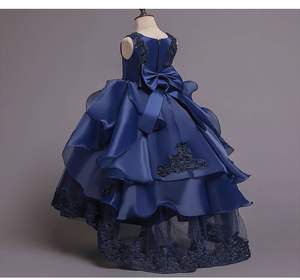 Vestidos Largos de Gasa Dorada para Niñas Sin Mangas con Múltiples Capas Lazo Irregular y Estampado 3D para Anfitrionas de Verano Grupo de Edad Infantil - Product Image 5