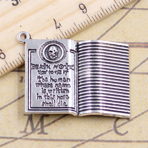Charm Book <span class=keywords><strong>Death</strong></span> <span class=keywords><strong>Note</strong></span> 32x24mm pendenti Color argento antico che fanno fai da te a mano tibetana che trovano gioielli - Product Image 2