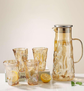 5 mảnh đặt nước uống <span class=keywords><strong>Jug</strong></span> thép không gỉ nắp thủy tinh nước <span class=keywords><strong>Jug</strong></span> với vòi 1600ml nước <span class=keywords><strong>Jug</strong></span> với <span class=keywords><strong>Side</strong></span> xử lý và 4 ly - Product Image 4