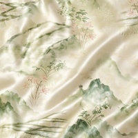 Tissu satiné brillant léger 100 % polyester à imprimé floral, personnalisé WF, pour vêtements, chemisiers Qipao pour filles et robes de demoiselles d'honneur