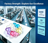 Lessive en capsules solubles en PVA à forme de fleur, conception multi-chambres, pour usine OEM personnalisée