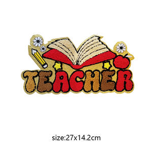 Tamaño grande colorido brillo Chenille enseñar lápiz lentejuelas camisa parches hierro en profesor para Jeans ropa - Product Image 5