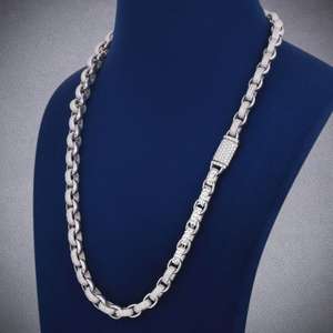 Collar de Cadena Miami de Plata de Ley 925 Hecho a Mano con Eslabones Cúbicos de Lujo para Hombre, Diamante Cultivado en Laboratorio VVS, Regalo de Boda, Fiesta - Product Image 6