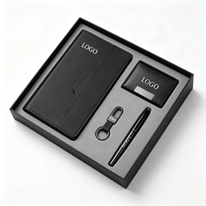Ensemble cadeau promotionnel de bureau personnalisé 4 en 1 avec carnet en cuir A5, stylo, porte-clés, porte-cartes pour kit de bienvenue des employés - Product Image 3