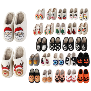 Ciabatte Personalizzate da <span class=keywords><strong>Donna</strong></span> Invernali 2025 Unisex in Soffice Pelliccia Antiscivolo da Casa in Cotone Modello Natalizio - Product Image 3