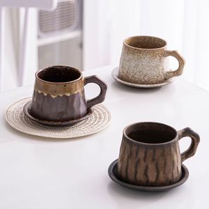 Creative Rough Pottery Coffee <b>Cup</b> & <b>Saucer</b> Set Simple Handmade Japanese Retro Golden Art <b>Cup</b>, Hand Brew Milk Breakfast <b>Cup</b> - Product Image 1