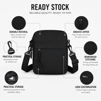 Sac bandoulière Oxford personnalisé avec logo, imperméable, décontracté, mini sac à bandoulière, sac de voyage, sac messager pour homme pour téléphone portable