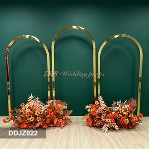 DKB Factory Direct Sale Set of 3 Detachable Metal Wedding Backdrop Frames with Gold Finish Multi-Style for Indoor/Outdoor Decor - Product Image 3