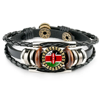 Bracelet en cuir vintage avec drapeau du Kenya, drapeaux nationaux du monde, bracelet multicouche de style punk, orné de cristaux, personnalisé