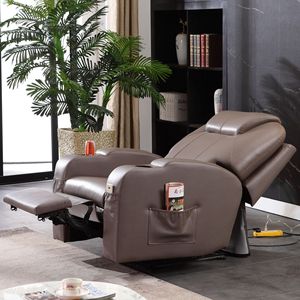 Single Seat Leather <b>Recliner</b> Chair With Storage Pocket And Cup Holder For Home Office Nap Use - Product Image 2