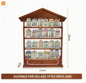 ชั้นวางของติดผนังแบบไม้รักษ์โลกสไตล์วินเทจสำหรับเก็บเครื่องเทศในครัว จุขวดได้ 24 ขวด - Product Image 3