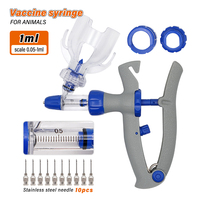 Seringue Vétérinaire Automatique pour Vaccin 1 ml, 2 ml, 5 ml, en Acier et Plastique, pour Bovins, Ovins, Porcins, avec Aiguille pour Animaux