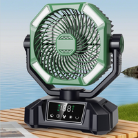 Nouvel arrivage Ventilateur solaire portable 20000mAh pour camping en plein air, ventilateur de table USB avec lumière LED et batterie externe pour cadeau pour enfants