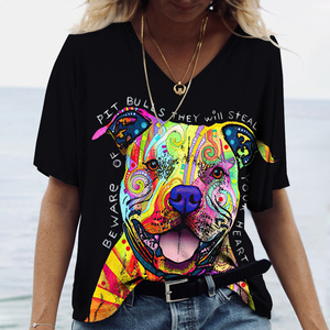 Tendance d'été à manches courtes Chien de dessin animé mignon T-shirt imprimé en 3D <span class=keywords><strong>Golden</strong></span> <span class=keywords><strong>Retriever</strong></span> Fashion Casual Women T-shirt Shirt Tee - Product Image 3