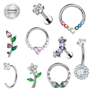 ASTM F136 G23 Titan Bông tai CZ paved nội bộ ren tragus sụn Helix daith Stud vách ngăn Clicker pierc đồ trang sức - Product Image 1