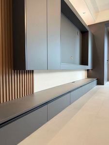 Meuble TV en bois massif sur mesure, design moderne européen, touche américaine, style farmhouse, meuble de salon, armoire de salon - Product Image 6