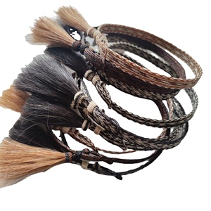 أربطة شعر لراعية البقر, أربطة شعر لراعية البقر ، واسعة ، 3-7 ، مصنوعة من شعر الحصان الحقيقي ، بشرابة أحادية - Product Image 1