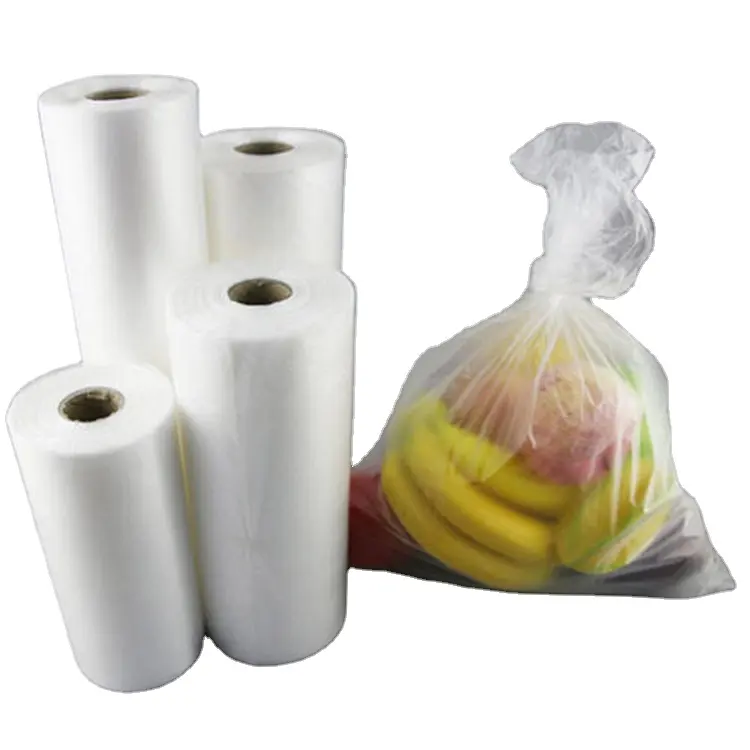 Sac Transparent de stockage des aliments, sacs en plastique de qualité alimentaire pour le pain de légumes, avec rouleau, supermarché, Transparent, en HDPE,