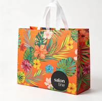 Sac fourre-tout non tissé imprimé fleurs tropicales, logo personnalisé pour salon, sac de shopping écologique réutilisable pour salon de beauté