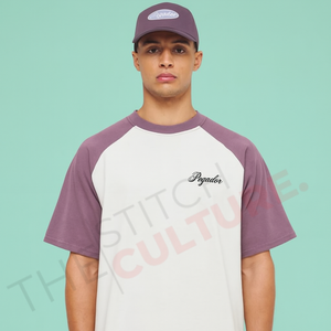NUEVA Camiseta Raglán Lisa de Algodón 100% Pesado, Camiseta Oversize con Estampado Patchwork para Hombre - Product Image 3