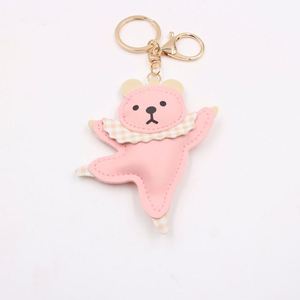 Leather Ballet Dancing <b>Bear</b> Keychain <b>Cute</b> Animal Figure Key Pendant - Product Image 5