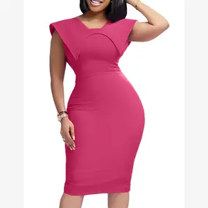 Women Solid Color Dress Elegant Fashion Casual Pencil Dresses for Ladies Sleeveless