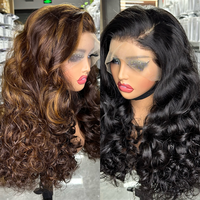 Perruques Goodluck Loose Bouncy Super Double en cheveux humains 100% naturels, perruques Lace Front sans colle