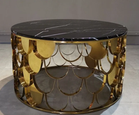 Meuble de Table basse ronde en acier inoxydable de haute qualité-doré ou argenté
