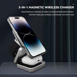 Produit phare : Station de charge sans fil magnétique portable pliable 3-en-1 à charge rapide 15W pour Samsung Galaxy et écouteurs USB - Product Image 6