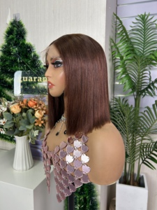 Perruque sans colle Bonestraight SDD BOB, perruque à fermeture en dentelle transparente, perruque en cheveux humains raides pour femmes - Product Image 4