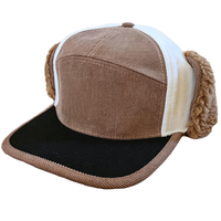 Casquette d'hiver en velours côtelé bicolore, avec logo brodé personnalisé, doublure en fausse fourrure, cache-oreilles, vente en gros, OEM ODM disponible