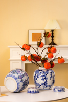Ensemble de jarres en céramique bleu et blanc chinoises élégantes avec motif floral pour la décoration de table de salon et le rangement