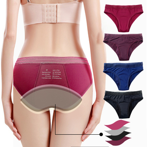Quatre couches anti-fuite 90% Nylon 10% Spandex culotte en dentelle taille basse respirant physiologique maternité période menstruelle culotte - Product Image 1