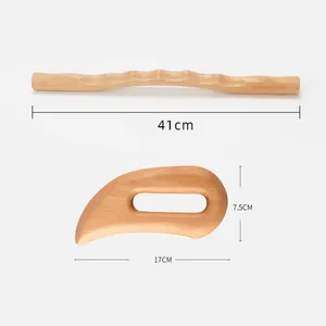 2 PCS Wooden Gua Sha Massage Tools Wood Massage Wood Therapy Tools For Neck And Back Pain Stomach Body Shaping