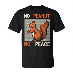 T-shirt No Peanut No Peace Squirrel nera, taglia unisex per adulti - Product Image 2