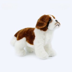 Peluche Realista de Perro San Bernardo, Juguete de Peluche de Animal de Pie, Color Marrón y Blanco, Venta al por Mayor, Logotipo Personalizado, Fábrica OEM ODM - Product Image 1