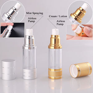 Bouteille sérum de marque avec pompe sous vide, luxe, sans air, en aluminium, couleur argent et or, produits cosmétiques, avec couvercle <span class=keywords><strong>doré</strong></span> - Product Image 3